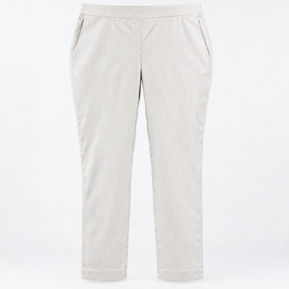 Jones & Co Jones New York Ankle Pants Women 14 Beige Pinstripe Coastal Workwear